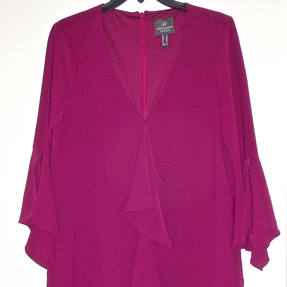 ADRIANNA PAPELL WOMEN'S 3/4 SLEEVE RASPBERRY PURPLE LINED DRESS SIZE 6